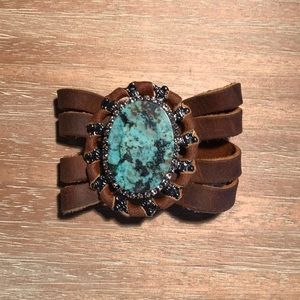 Buckle Turquoise Leather Bracelet